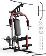 5-in-1 Multifunctional Home Gym Machine,Full Body Training with LAT Pulldown Gym