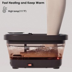 Beinilai Remote Control Collapsible Foot Spa Bath with Heat, Bubbles & Massager