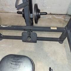 Bench and squat rack with Olympic Bar weights Plates Ez-curl Bar Cables
