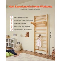 Swedish Ladder Wall Gym 10-Level Wooden Indoor Playground Climbing Ladder