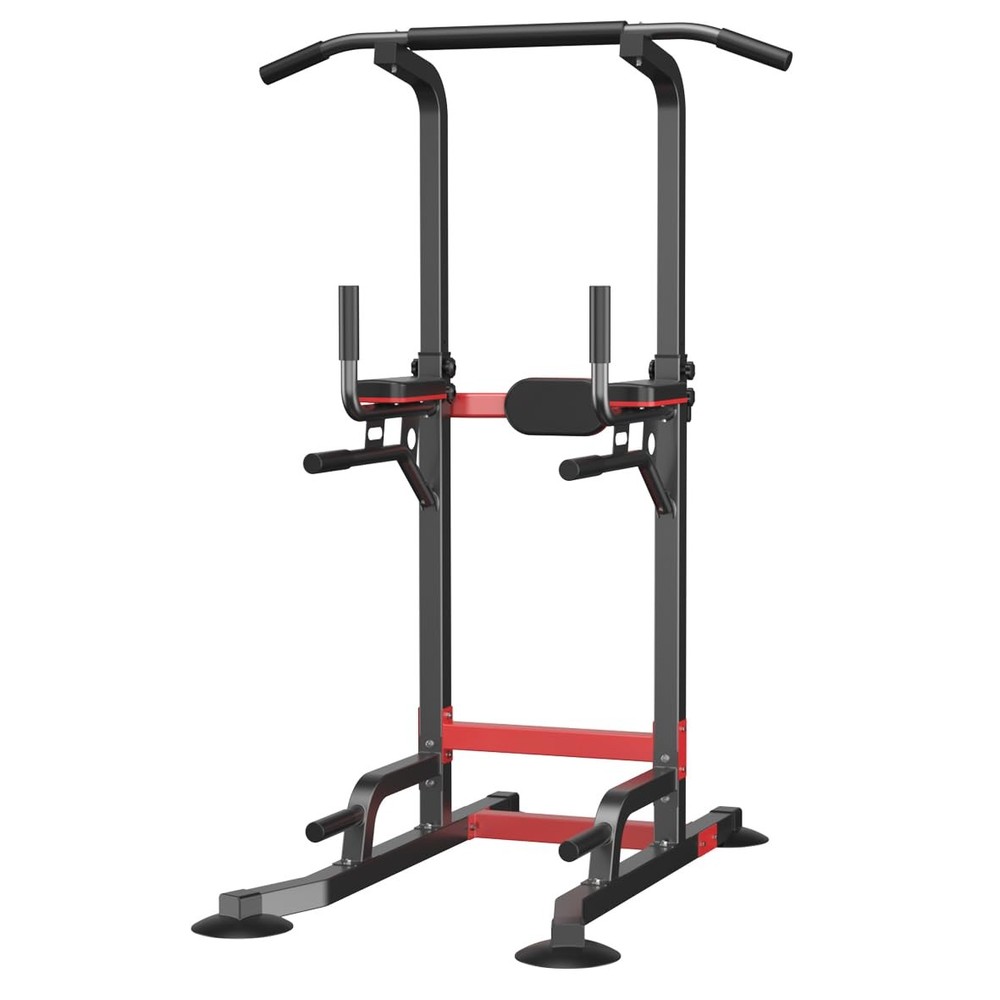 Power Tower Dip Station PullUp Bar – Height Adjustable Multi-Purpose Home Gym G…