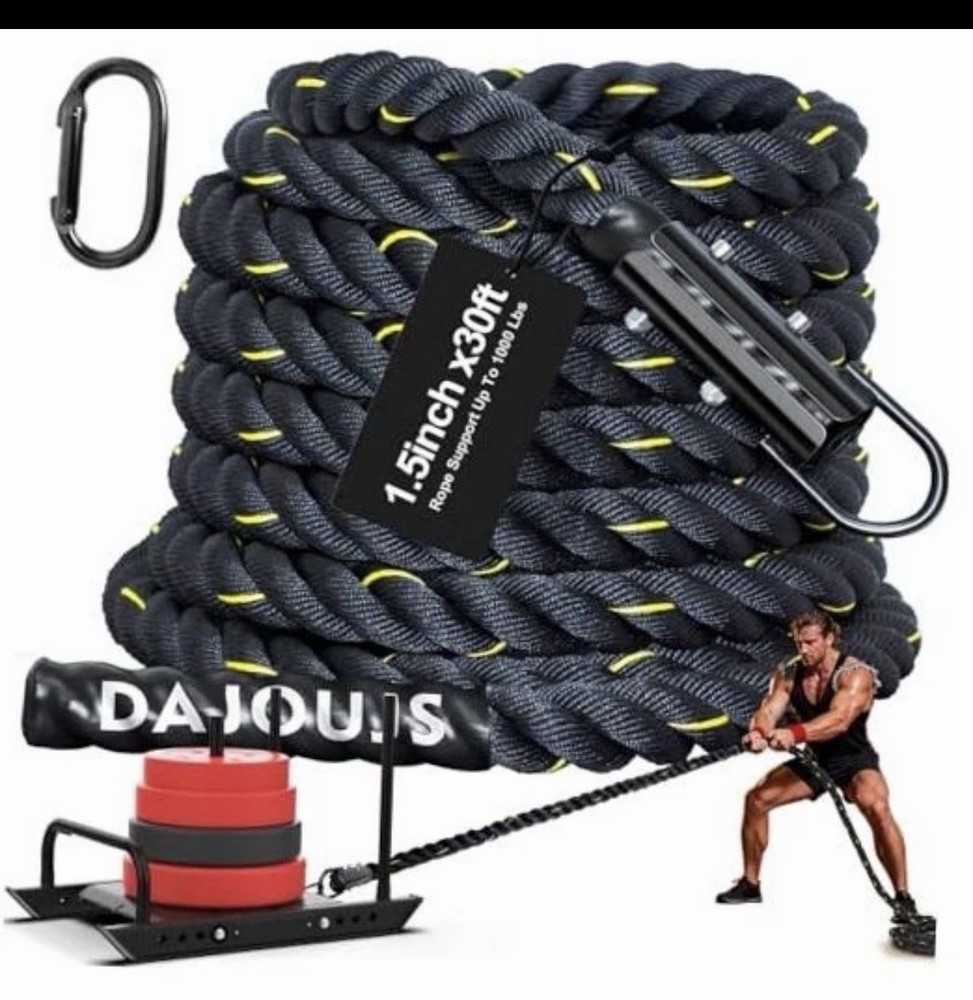 Weight Workout Sled Pulling Rope – 1.5 Inch x 30FT Heavy Duty 1.5IN X 30FT