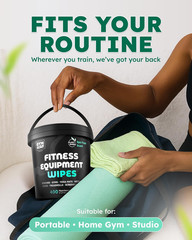 Gym & Yoga Mat Cleaner Wipes, Plant Based – 500 Gym Equipment Wipes to Clean Exe
