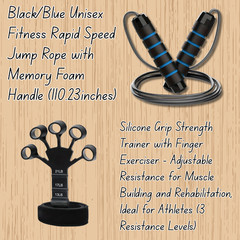 Unisex 7pcs Blue/Black Fitness Gift Set w/Sports Watch for Men & Women