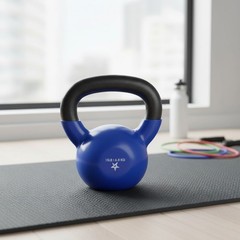 Versatile 15 LB Vinyl Coated Cast Iron Kettlebell for Superior Strength Training