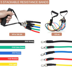 Jaxpety 11 PCS Resistance Band Set Yoga Pilates Fitness workout band