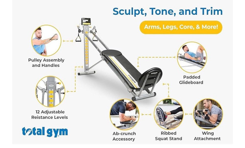 Total Gym FIT Home Fitness Folding Full Body Workout Exercise Equipment Machine