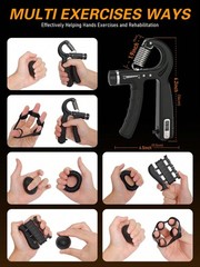5 Pack Grip Strength Trainer Kit – Adjustable Hand & Forearm Strengthener
