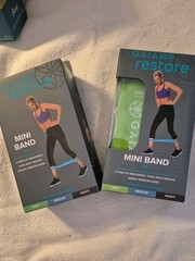 2 Gaiam Restore Mini Band Kits, Set of 3, Light, Med, Heavy Total Body Loop NIB