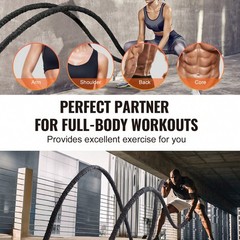 Battle Rope 1.5″ Heavy Weighted 30/40FT for Home Gym & Strength Training
