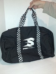 Speed Society Black Polyester Mystery Duffel Bag Checkered Zip closure