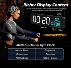 15.2″ Gym Timer, App & Remote Control, Customizable LED Colors, Temperature, …
