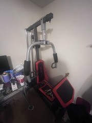Adjustable Home Gym Multi-Station Chest Press & Lat Pulldown Gray/Red/Black