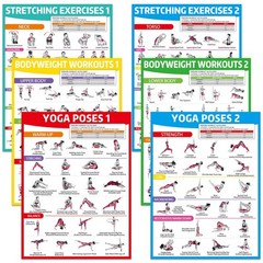 gisgfim 6PCS Yoga Poses, Stretching and Bodyweight 17 x 12.6 inches, Colorful