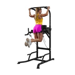 Pull Up Bar Power Tower Dip Station, Adjustable Strength Training Equipment f…