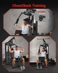 Multifunctional Home Gym Equipment, Workout Station with 150LBS Weight Stack