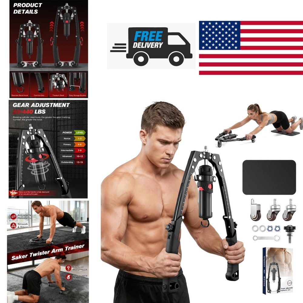 Full Body Workout Equipment Twister Arm Trainer with Hydraulic Resistance 440lbs