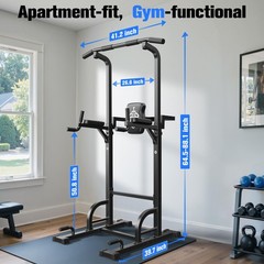 Sportsroyals Power Tower Dip Station Pull Up Bar for Home Gym Strength Traini…