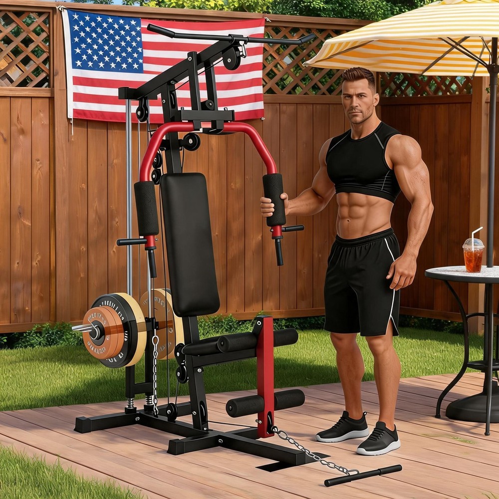 5-in-1 Home Gym Equipment , Workout Machine with LAT Pulldown, 300LB Capacity