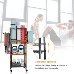S1 Home Gym Storage, 3-Tier Workout Equipment Organizer with Wheels for Yoga …