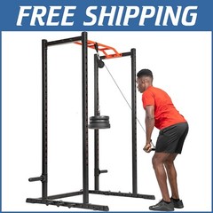 Heavy-Duty Power Cage Upgrade: Lat Pull Down, J Hook, and Dip Bar Attachments=