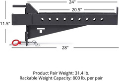 Titan Fitness T-3 Series Spotter Arms, 800 LB Capacity, Black Safety Catches, Po