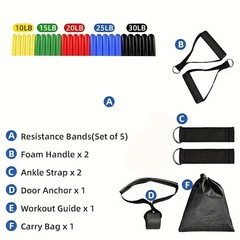 11PCS Resistance Bands Set TPE Exercise Bands for Home Gym Fitness Training