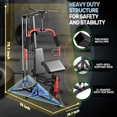 400LB Multifunctional Home Gym Equipment Body Workout Station with Pulley System
