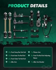 11pcs Suspension Kit 1 Idler Arm 1 Bracket Assembly 1 Pitman Arm 2 Outer 2