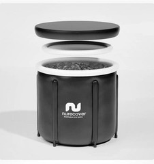 Portable ICE BATH tub Nurecover 80cmx80cm 400L With Lid Cushion Seat Easy Drain