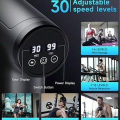 Mini Deep Tissue Massage Gun – 6 Heads, 30 Speeds, Portable Pain Relief