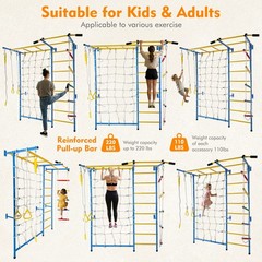 7-in-1 Kids Indoor Gym – Monkey Bars, Rope Ladder, Wall Ladder & More