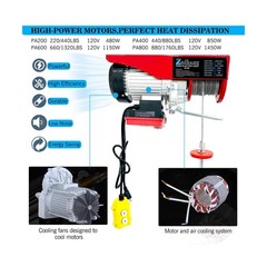 2 in 1 Electric Hoist,110V Electric Hoist with Remote Control,1320 lbs Single…