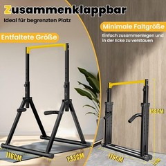 Folding Power Tower Dip Station Pull Up Bar Freestanding Height Adjustable M…