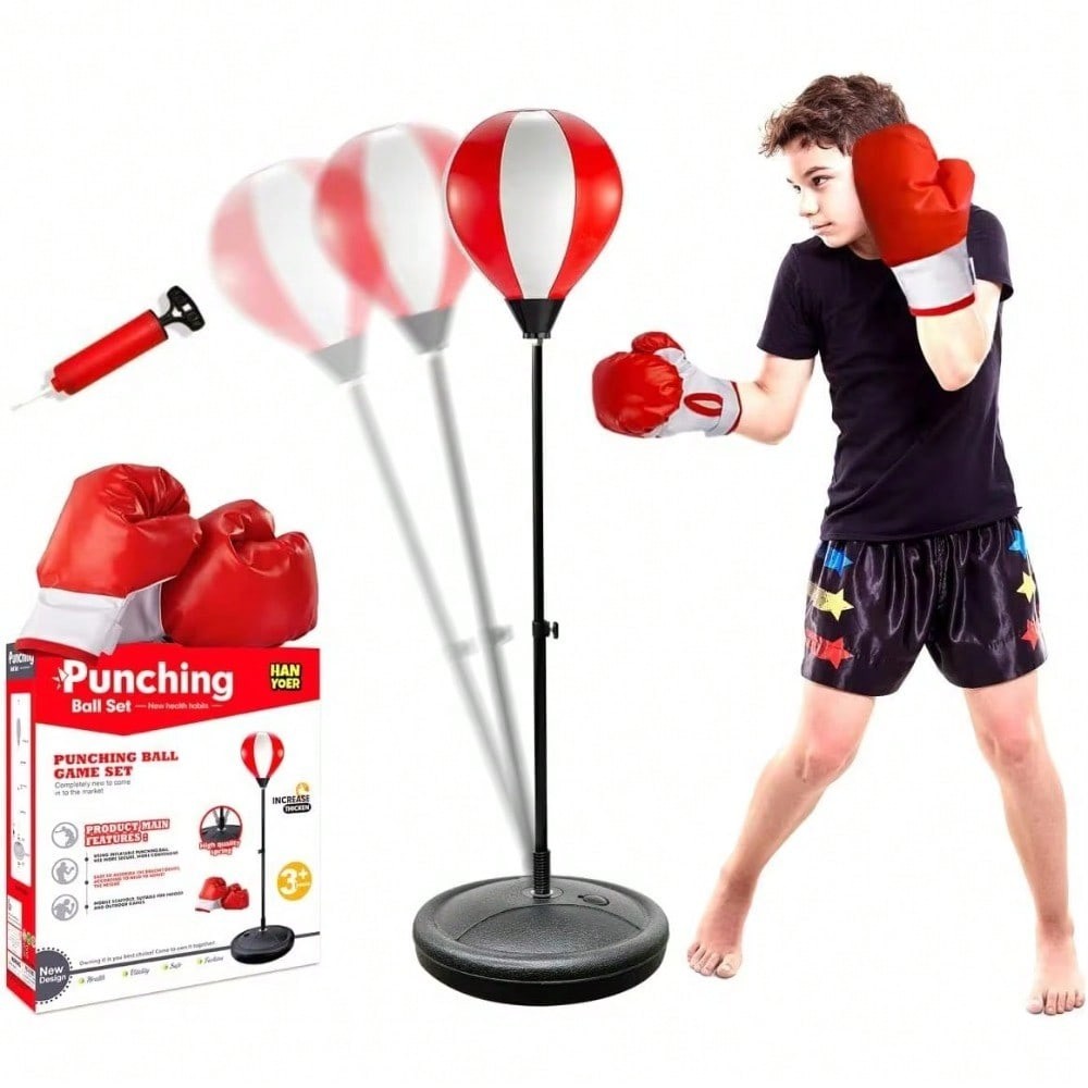 Adjustable Boxing Punching Bag Set – Stand-Mounted Reflex Training Toy