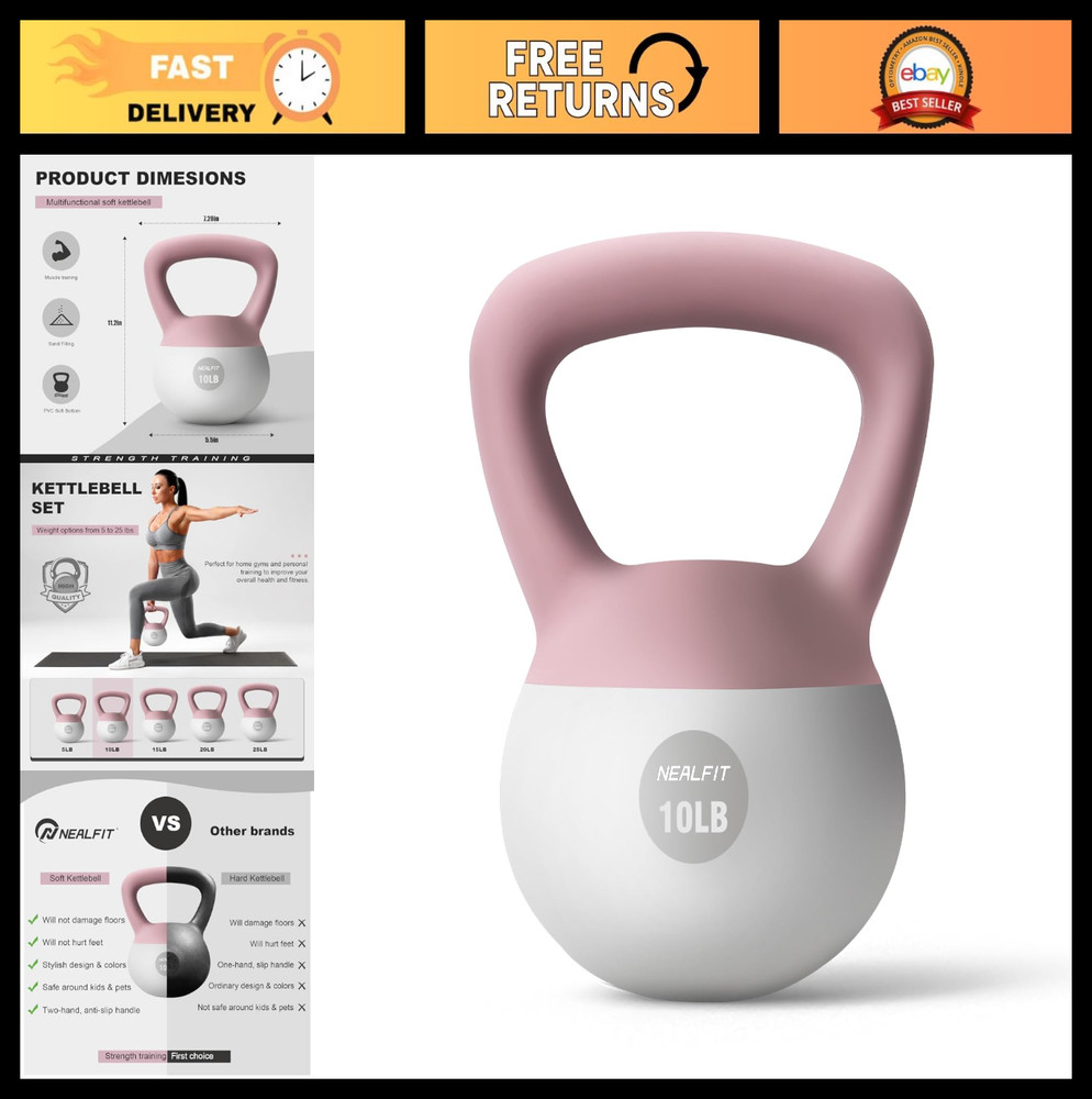 Soft Kettlebell 5LB-25LB for Home Gym, Anti-Slip Fitness Weights, Strength Train