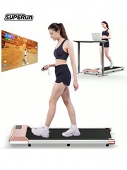 2-in-1 Pink Under Desk Treadmill – Low Noise Walking Pad with Remote & APP