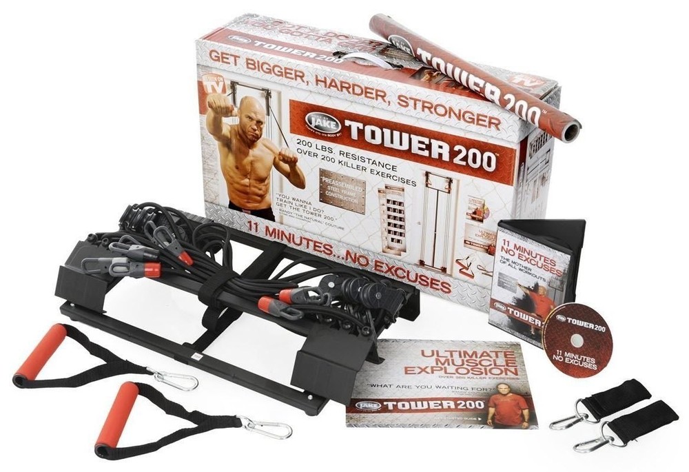 Tower 200 Door Gym by Body By Jake with Chart Guide NEW in Box + Bonus Straight