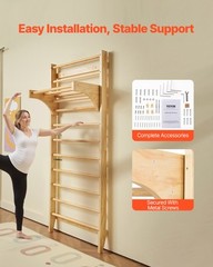 VEVOR Swedish Ladder Wall Gym 10-Level Wooden Indoor Playground Climbing Ladder