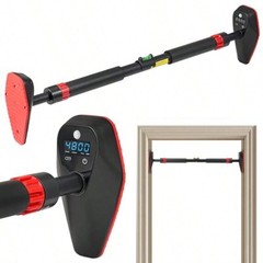 Adjustable Doorway Pull Up Bar – No Screw Chin Up Bar w/ Smart Timer & Tracker