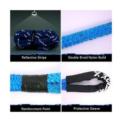 Kinetic Recovery Rope Kit (Reflective), 1.25in x 30ft 56,000Lbs, 35% High Ela…