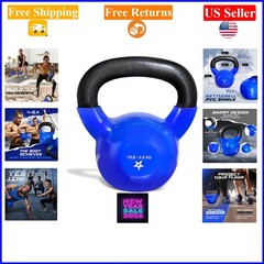 15lb Vinyl Coated Cast Iron Kettlebell for Strength & Full Body Workout