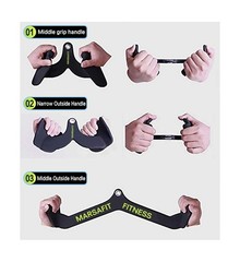 Home Gym Fitness Rowing T-bar V-bar Pulley Cable Machine Attachment, Bicep Cu…