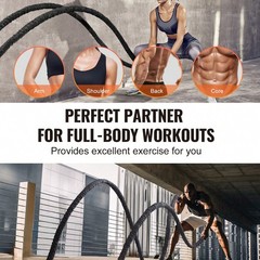 Battle Rope 1.5″ Heavy Weighted 30/40FT for Home Gym & Strength Training