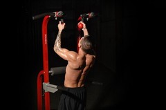 Stamina X Fortress Power Tower Home Gym Pull Up Fitness Workout Station, Red