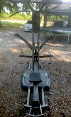Adjustable Metal Home Gym Cable Crossover Machine w/ Seat, Gray/Black