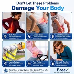 BREEV® Back Stretcher with EMS Electric Pulse Massage, Lumbar Support for L