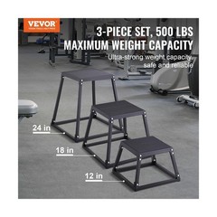 VEVOR Plyometric Jump Box, 18 Inch Plyo Box, Steel Plyometric Platform and Ju…