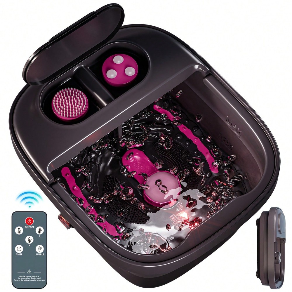 Beinilai Remote Control Collapsible Foot Spa Bath with Heat, Bubbles & Massager
