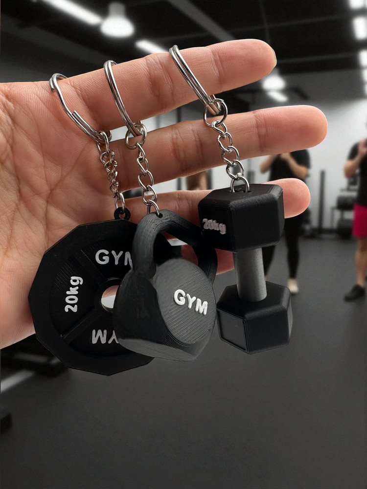 Dumbbell, Kettlebell & Gym Plate Keychains – Gift for Gym Lovers, Workout